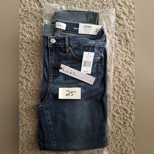 SOHO Jeans - High Rise Ankle Slim - Blue with bedazzled ankle - size 2